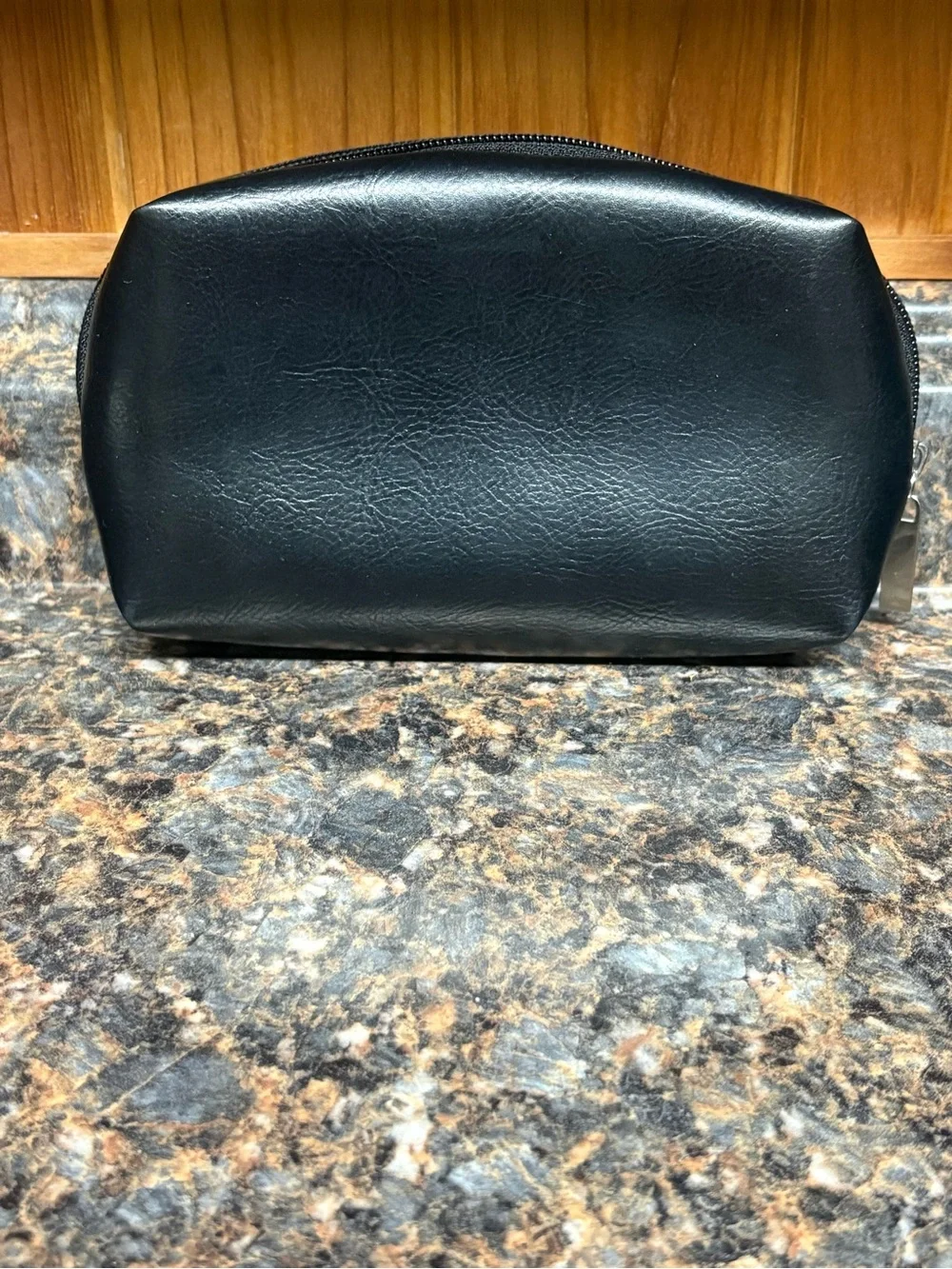 Mary Kay Black Cosmetic Zip Pouch with Silver Logo Tag